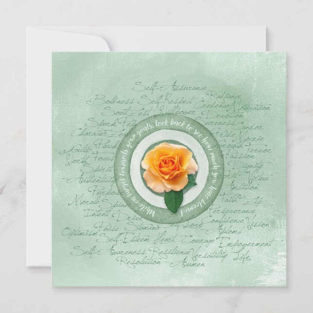 Sage Green with Yellow Rose Empowerment Quote (Frente)