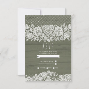 Sage Green Wood Lace Farmhouse RSVP