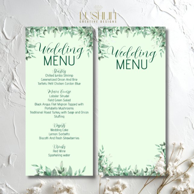 Sage Greenery deixa Wedding Flat Menu (Criador carregado)