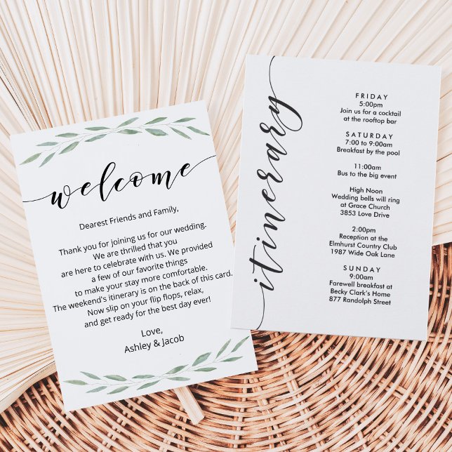 Sage Greenery Wedding - Letra de Boas-vindas, Itin (Criador carregado)