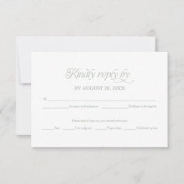 Sage Minimalista Resposta de Casamento RSVP Cartão