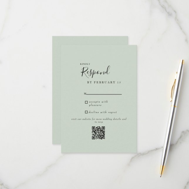 Sage Modern Weding Código QR RSVP (Frente/Verso In Situ)