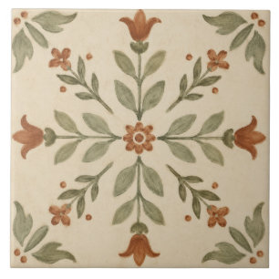 Sage Oliva Arte Popular Motivo Cruz Floral