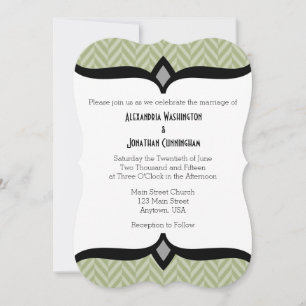 Sage Olive Green Herringbone Convite Para Casament