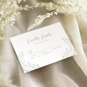Sage Sketch Vintage Flourish Wedish RSVP