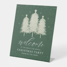 Sage Sparkly Christmas Trees Holiday Sinal de Boas