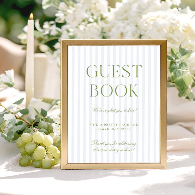 Sage Verde e Azul Claro Sinal de Livro de Registro (Sage Green & Light Blue Wedding Guest Book Sign)