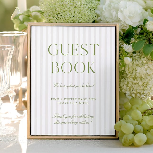 Sage Verde e Bege Sinal de Livro de Visitas de Cas (Sage Green & Beige Wedding Guest Book Sign)