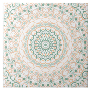 Sage Verde e Padrão Mandala Pêssego