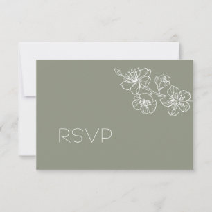 Sage Verde Floral em Linha Arte RSVP
