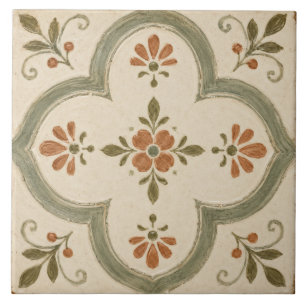 Sage Verde Floral Quatrefoil Mediterrâneo