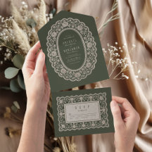 Sage Verde Floral Renda Vintage Casamento Clássico