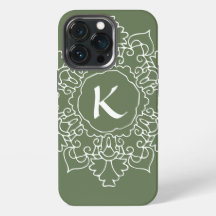 Sage Verde Mandala Monograma Moderno Simples Perso