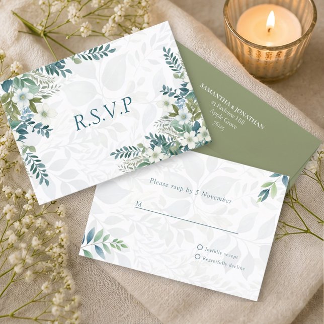 Sage Verde Marfim Eucalipto Casamento RSVP (Criador carregado)