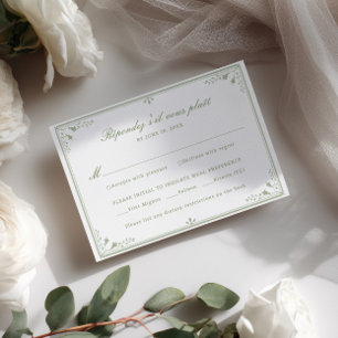 Sage Verde Quadro Antigo Casamento RSVP