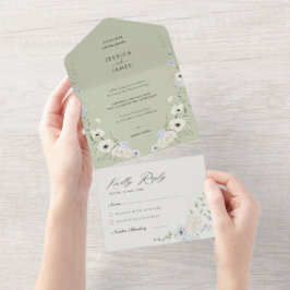 Sage Verde | RSVP Desmontável | Casamento Minimali