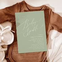 Sage Whimsical Green Baby Sprinkle Convite