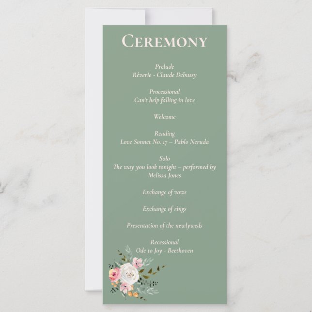 Sage White Blush Peach Floral Program (Frente)