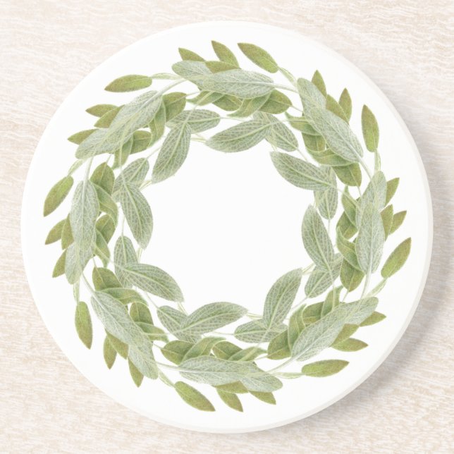 SAGE WREATH Round Porta copos Sandstone (Frente)
