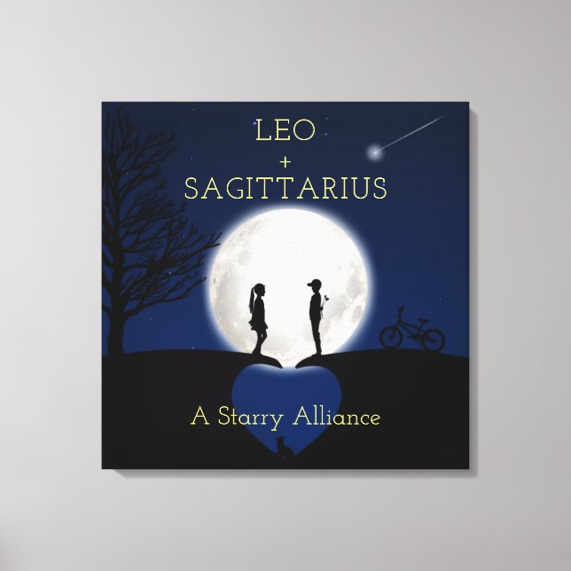 Sagitário e Leo Zodiac - Canvas da Lua (Frente)