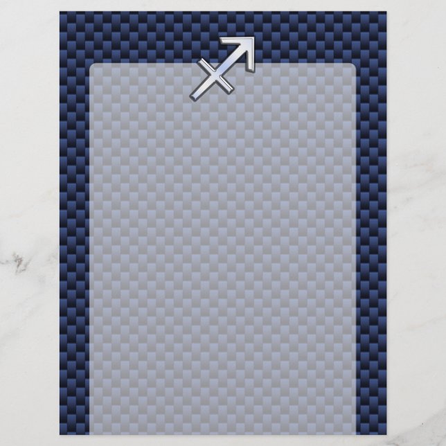 Sagitário Símbolo Zodíaco no Estilo de Fibra Azul  (Frente)