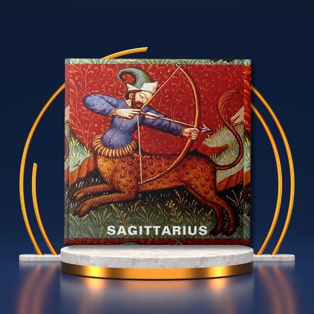 Sagittarius, 15 do século médio medieval (Sagittarius Zodiac 15th Century Medieval Art Ceramic Tile Cover)