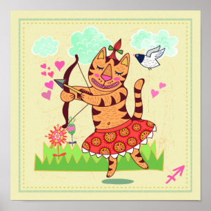 Sagittarius Archer Cat Zodiac Nursery Impressão