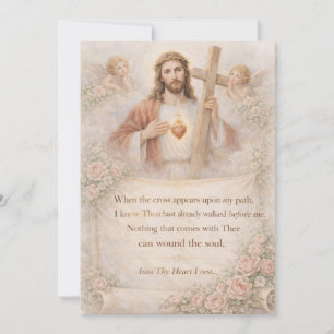 Sagrado Coração de Jesus Cruz Citação Desenho Flor
