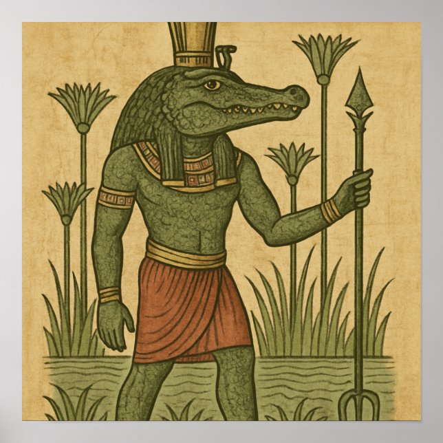 Sagrado Sobek Divino Crocodilo Poster (Frente)