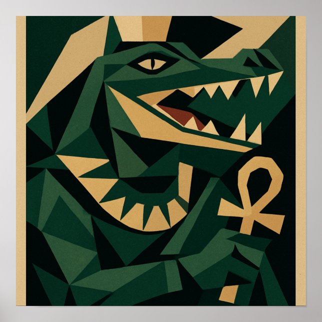 Sagrado Sobek Divino Crocodilo Poster (Frente)