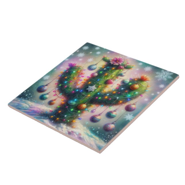 Saguaro Cactus Whimsical Snowflakes de Natal (Lateral)