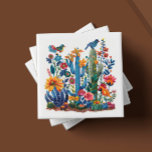 Saguaro Serenade Desert Blooms<br><div class="desc">Bem-vindos à artista de 'Desert Blooms Saguaro Serenade', um dos seis designs de azulejo cerâmico cativantes de nossa apreciada coleção. Cada azulejo é um retrato artesanal do ecossistema vibrante do deserto, com um conjunto exuberante de cactos, flores e fauna rendidos num caleidoscópio de cores ricas e tácteis. O azulejo Saguaro...</div>