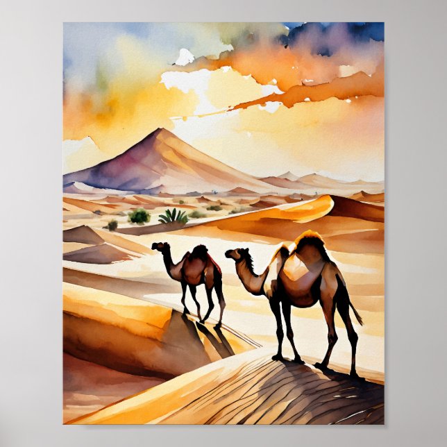 Sahara Desert Watercolor Art Impressão (Frente)
