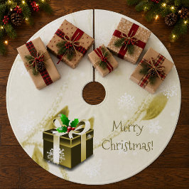 Saia Para Árvore De Natal De Lã Acolchoado de árvore de Natal dourado