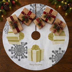 Saia Para Árvore De Natal De Lã Acolchoado de árvore de Natal dourado para present