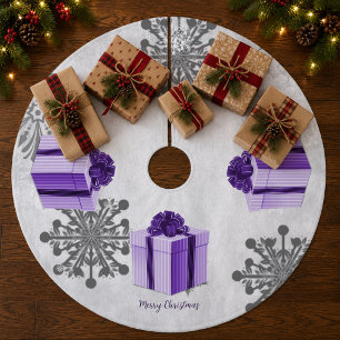 Saia Para Árvore De Natal De Lã Acolchoado de árvore de Natal roxo para presentes