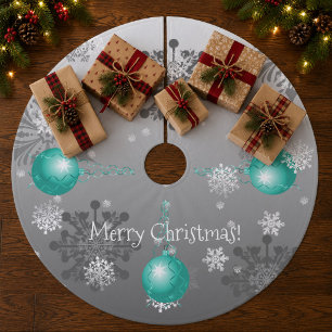 Saia Para Árvore De Natal De Lã Acolchoado de Natal Azul Turquesa para Árvore