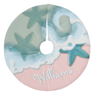 Saia Para Árvore De Natal De Lã Água do mar verde, areia rosa, água do mar verde