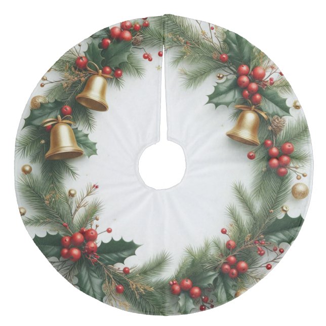 Saia Para Árvore De Natal De Lã Azevinho de Natal (Frente)