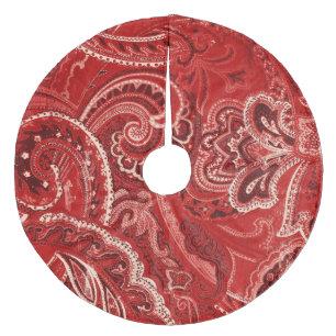 Saia Para Árvore De Natal De Lã Bandanna/Bandana retros vermelhos de Paisley