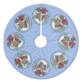 Saia Para Árvore De Natal De Lã Banquete de Natal dos Cardinhos Azul