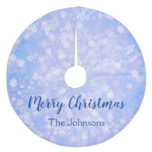 Saia Para Árvore De Natal De Lã Blue Bokeh