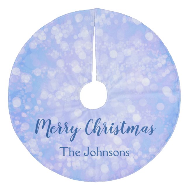 Saia Para Árvore De Natal De Lã Blue Bokeh (Frente)