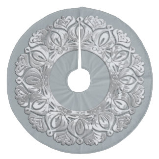 Saia Para Árvore De Natal De Lã Borda de Filigrana Pearly Cinza com Qualquer Cor