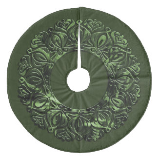 Saia Para Árvore De Natal De Lã Borda em Filigrana Pearly Verde com qualquer cor