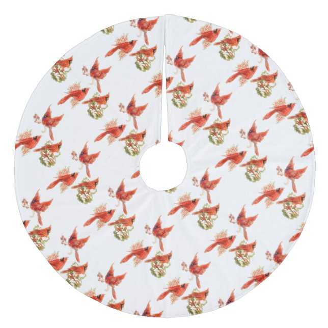 Saia Para Árvore De Natal De Lã Camisa de Natal Feliz/Cardeais (Frente)