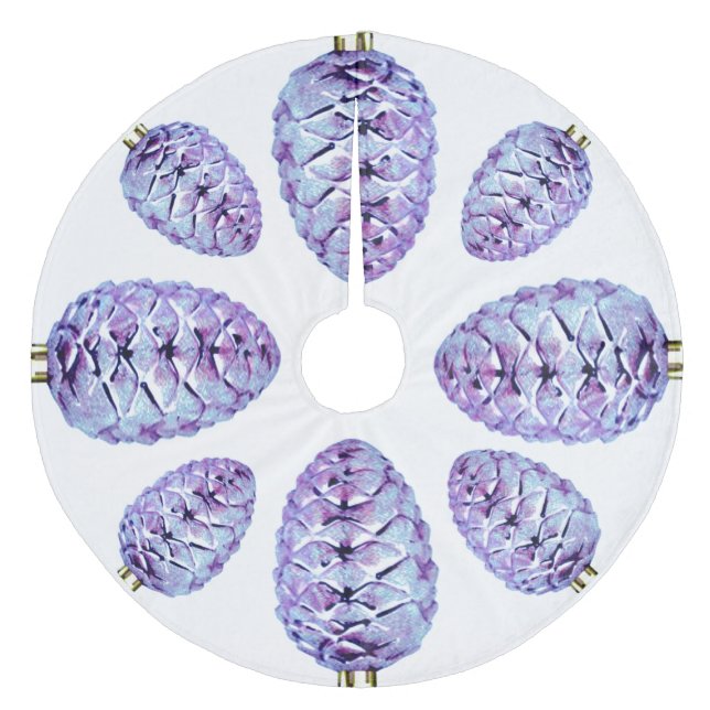Saia Para Árvore De Natal De Lã Camisa Violet Pinecones (Frente)