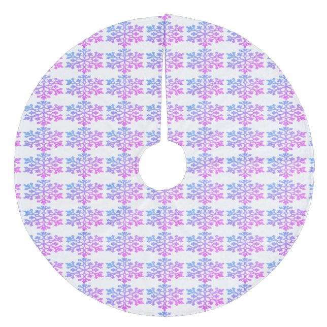 Saia Para Árvore De Natal De Lã Camiseta Rosa Violeta Flocos de Neve (Frente)