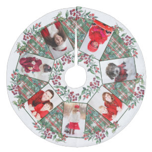 Saia Para Árvore De Natal De Lã Colagem de Fotografias da Família, Wreath White