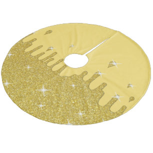 Saia Para Árvore De Natal De Lã Coleta de Efeito Dourado da Largura e Faíscas
